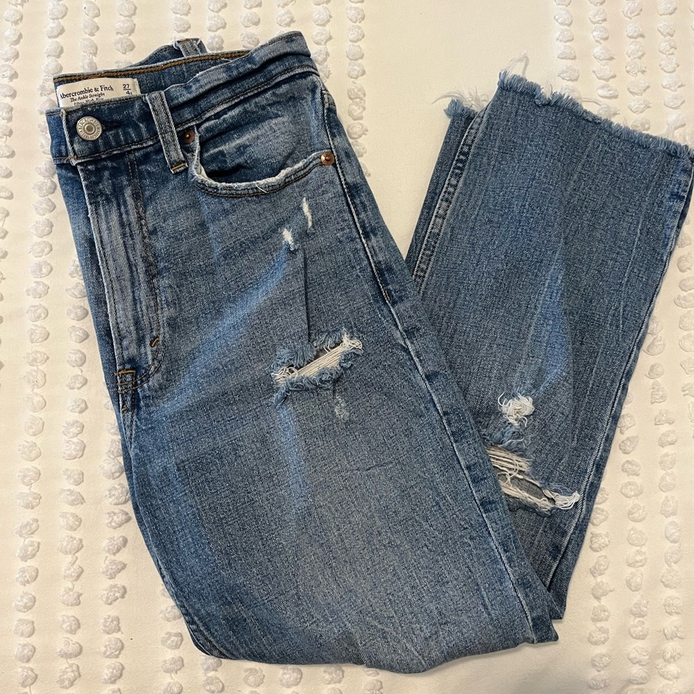 A&F Ankle Straight Ultra High Rise